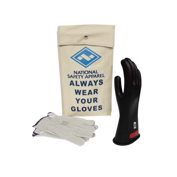 Glove Kit, 11-inch Class 0 Rubber Voltage Gloves in Black